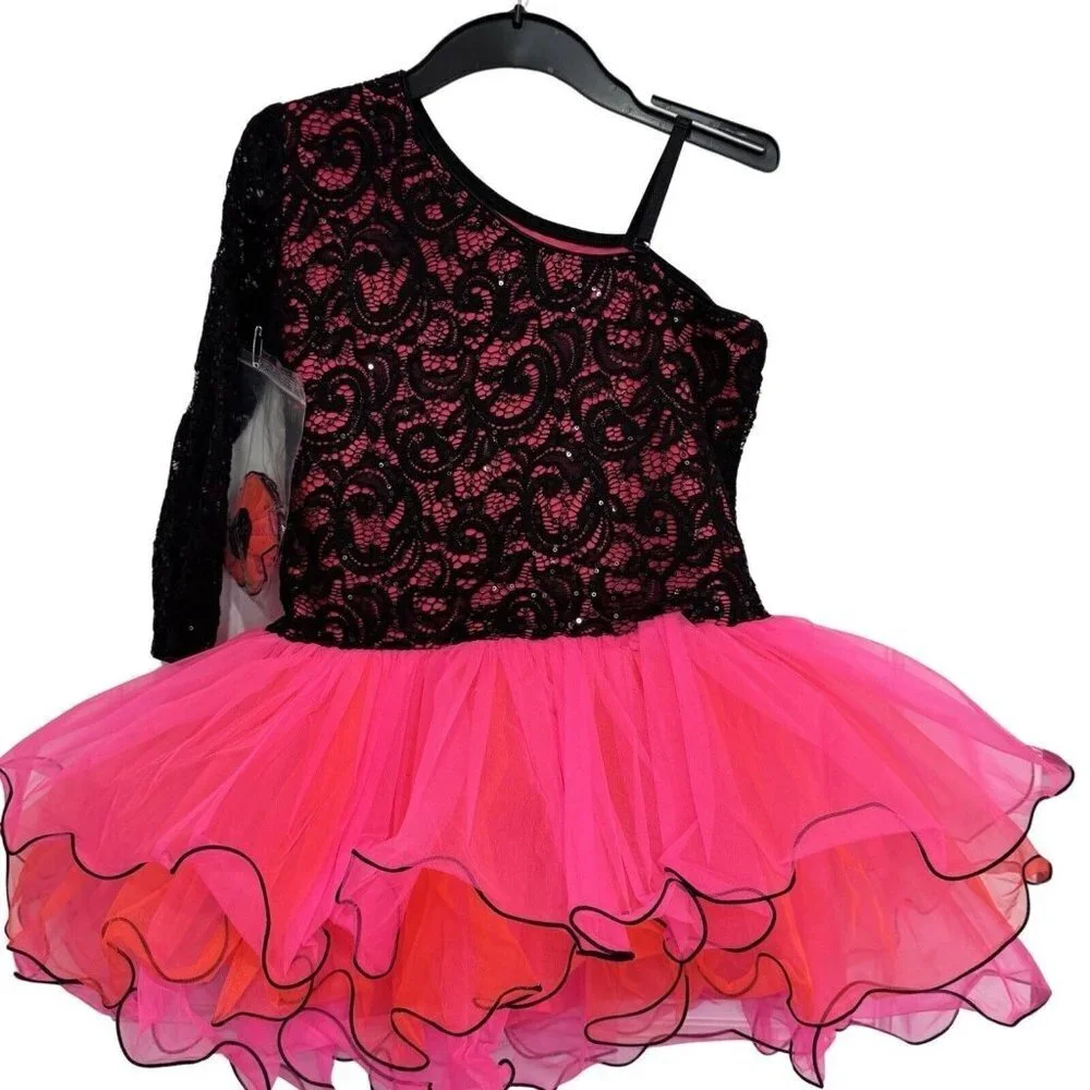 REVOLUTION Dance‎ Costume Dress Leotard Tutu Girls XXLC Black Pink Ballet Tap